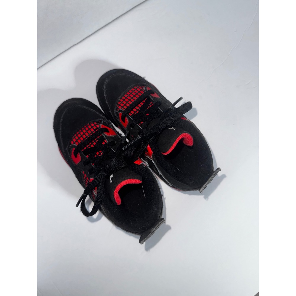 Nike Jordan 4 Retro Sneakers Black and Red Toddler Size 10 - Picture 2 of 6